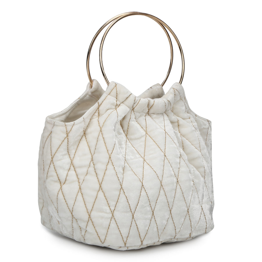 Enwhite Festive Quilted Velvet Wrist Potli Bag