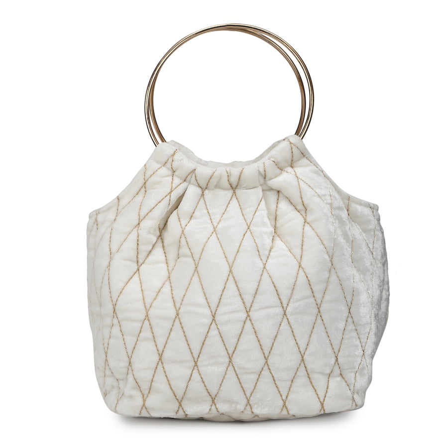 Enwhite Festive Quilted Velvet Wrist Potli Bag