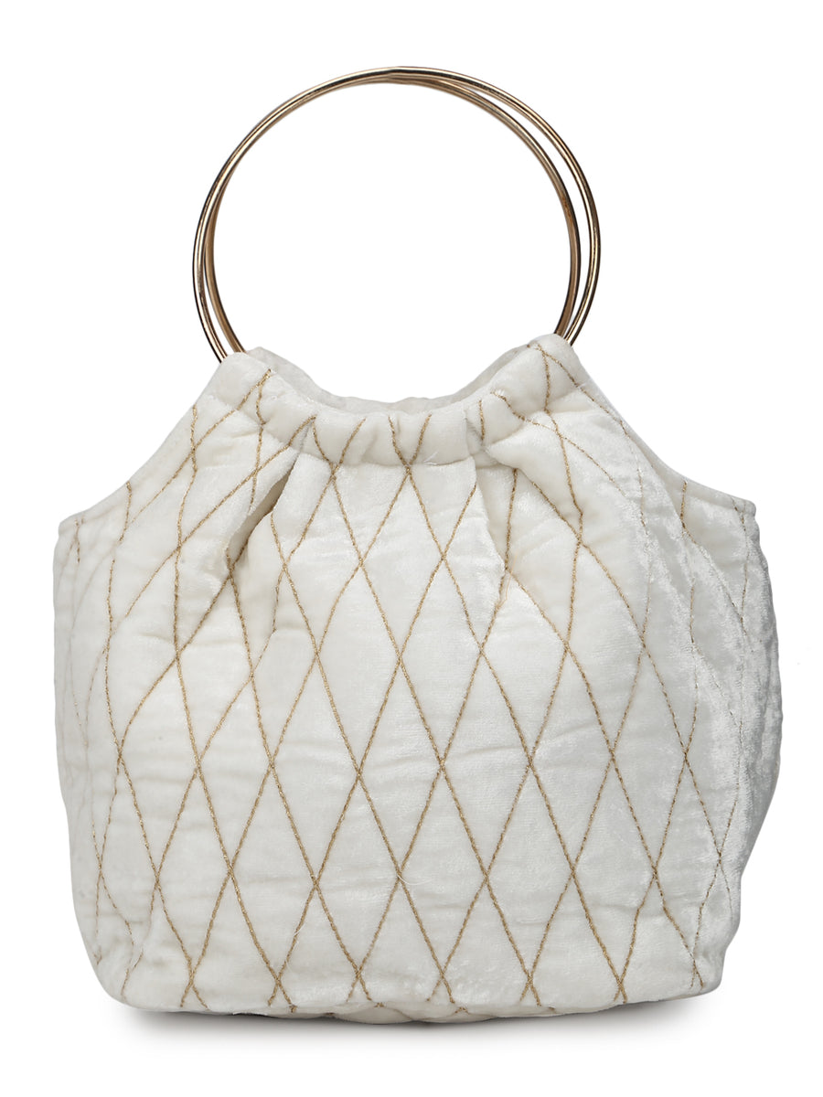 Enwhite Festive Quilted Velvet Wrist Potli Bag