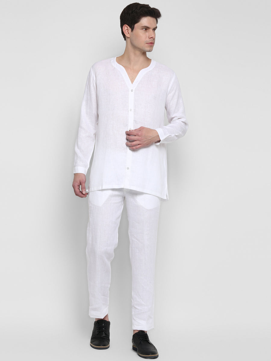 Enwhite Linen Short Kurta With Loose Pants