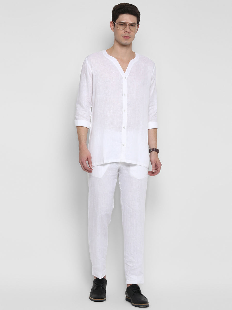 Enwhite Linen Short Kurta With Loose Pants