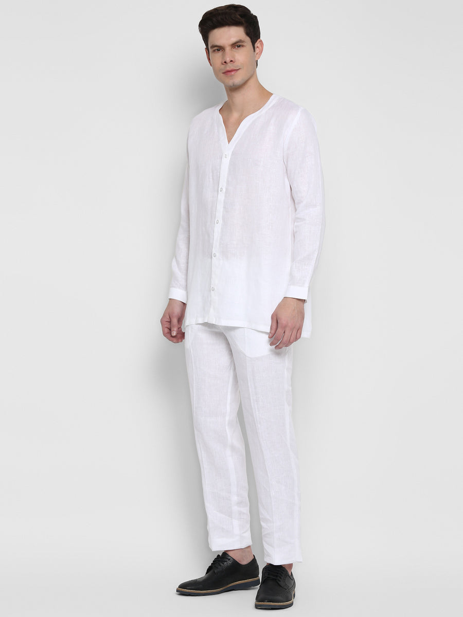 Enwhite Linen Short Kurta With Loose Pants