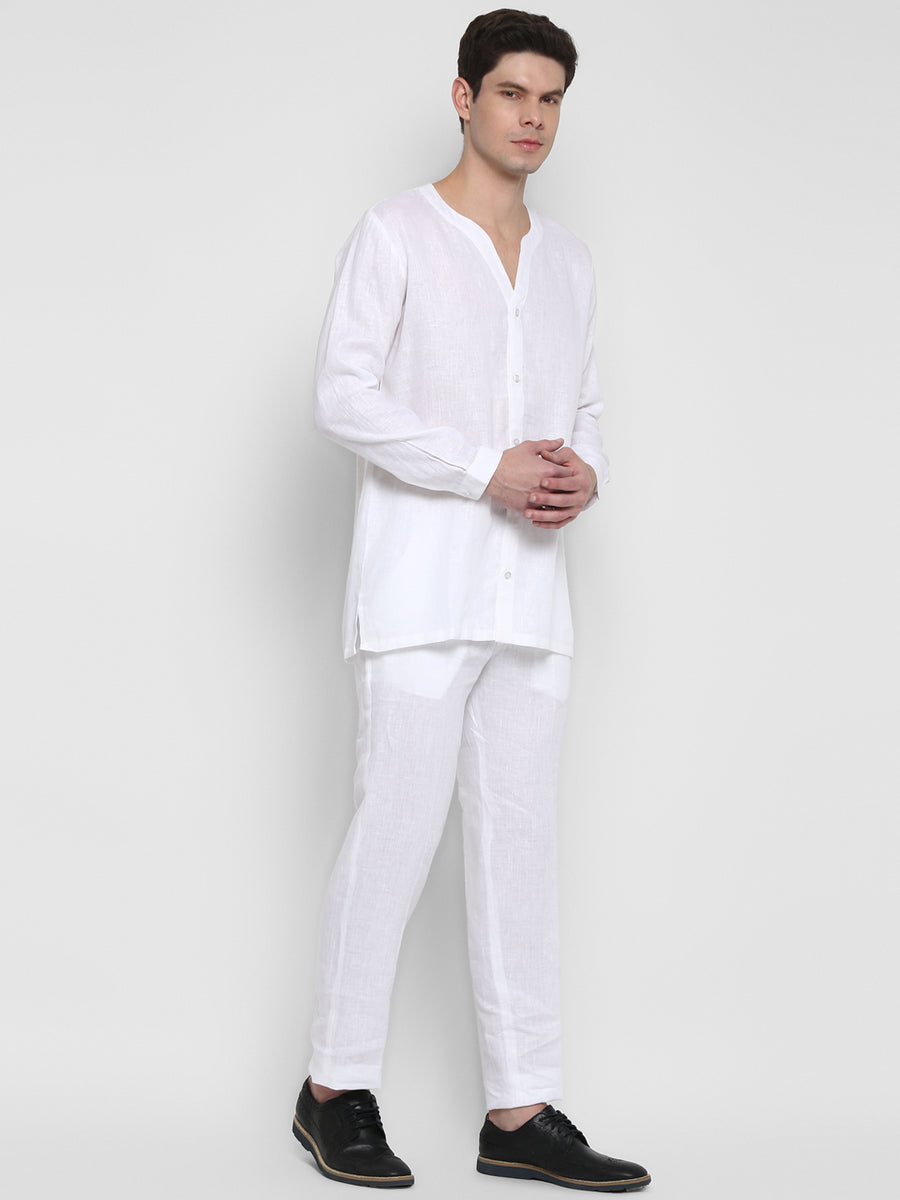 Enwhite Linen Short Kurta With Loose Pants