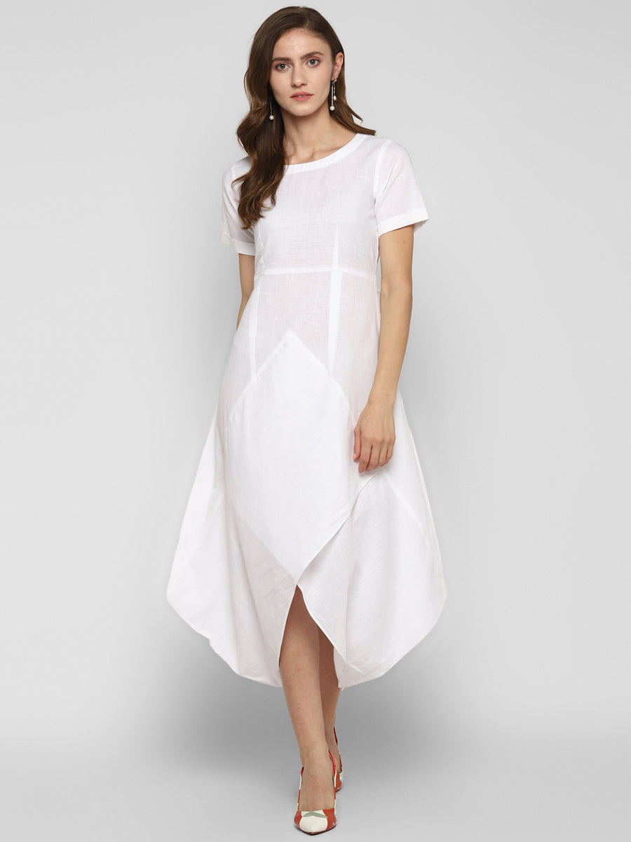 Enwhite Long cowl dress with short sleeves