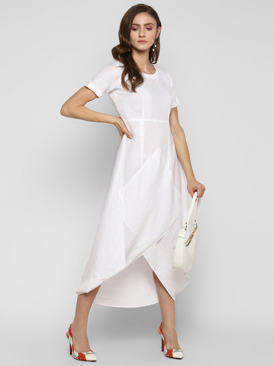 Enwhite Long cowl dress with short sleeves