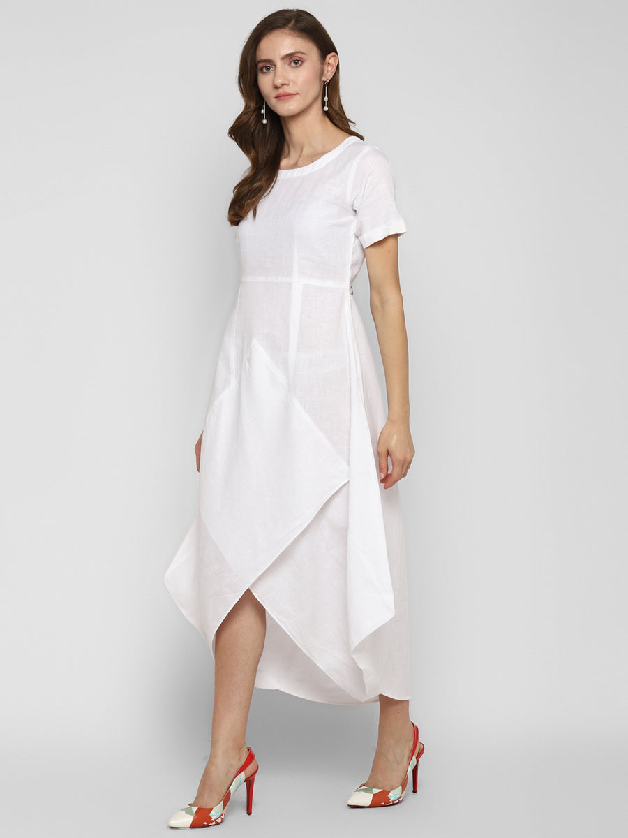 Enwhite Long cowl dress with short sleeves