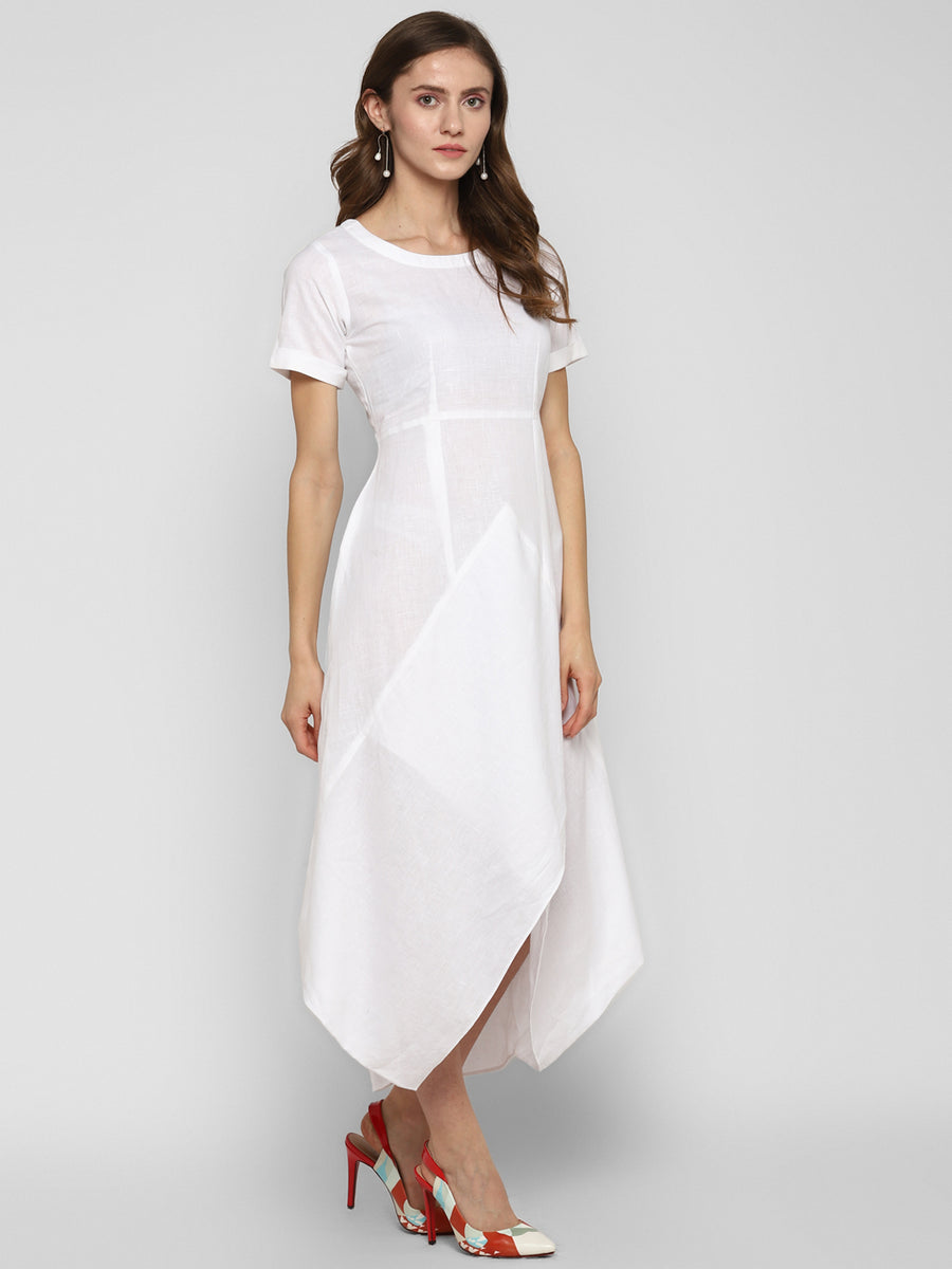 Enwhite Long cowl dress with short sleeves