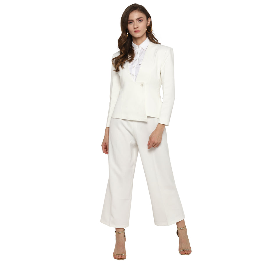 EnWhite short white blazer suit