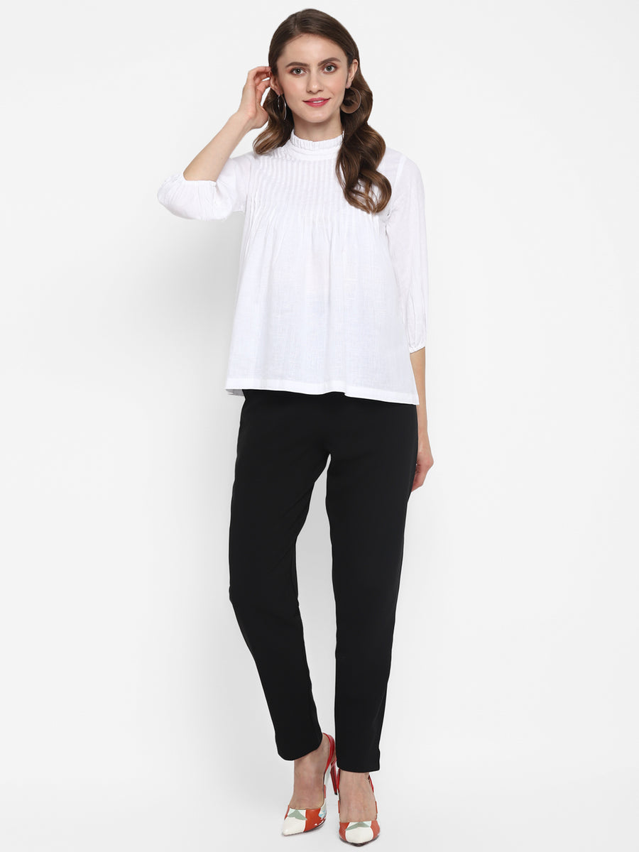 Enwhite Short Top With Pintucks