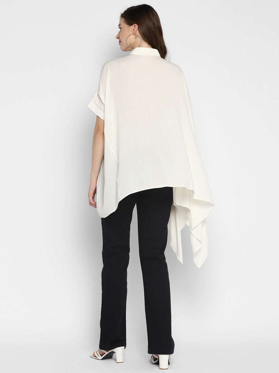 Enwhite Kaftan Style Collared Top With Short Sleeves