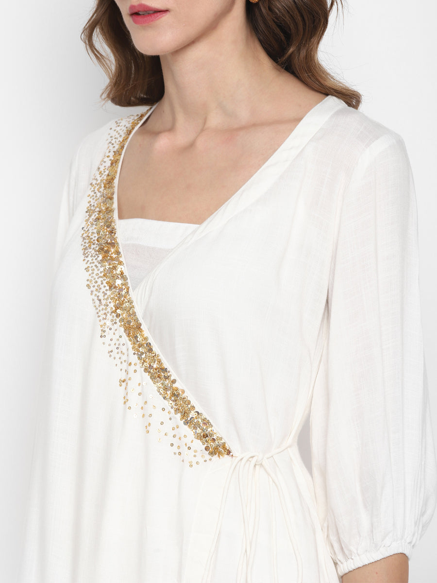 Enwhite Sequinned Angrakha Shirt